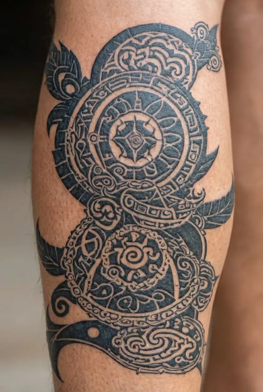 romanian symbols and folclore tattoo design idea