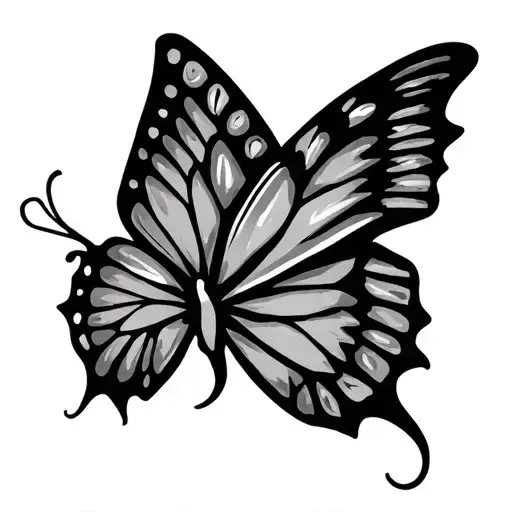 modern tribal butterfly tramp stamp  tattoo design idea