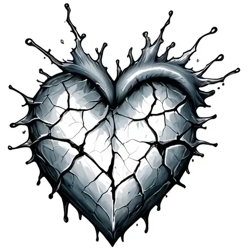 frozen heart with cracks tattoo design idea