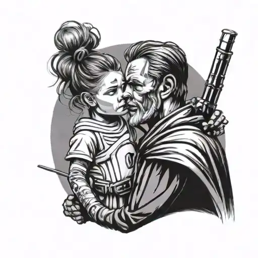 matching father and daughter who love Charlton Athletic football club and star wars tattoo design idea