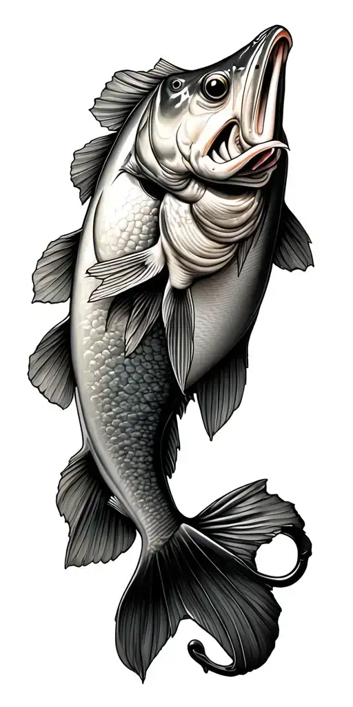 bass boat fishing bass fish transforming tattoo design idea