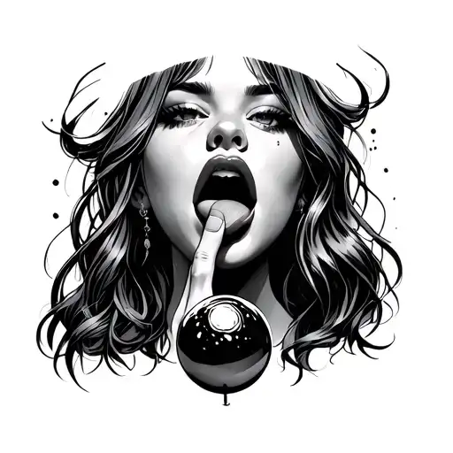 Girl lick Balls Finger in asshole tattoo design idea