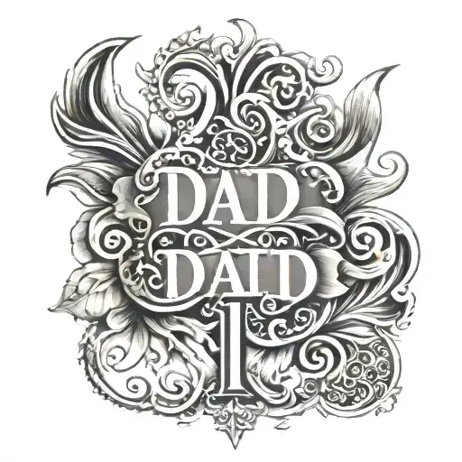 Make A tattoo (right Above The knee) for A dad who pased away with his birth date in arabic nummbers And death date in r tattoo design idea