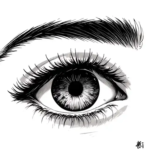 Anime eyes are black, tired tattoo design idea