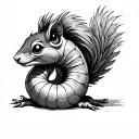 worm with squirel tail tattoo design idea