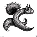 worm with squirel tail tattoo design idea