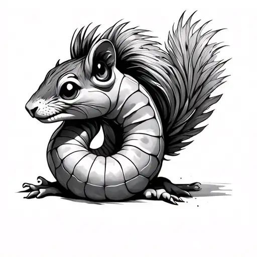 worm with squirel tail tattoo design idea