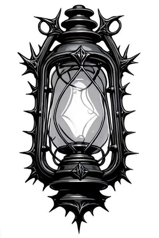 Gothic lantern with thorns wrapped tattoo design idea