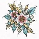 stain glass flowers tattoo design idea
