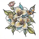 stain glass flowers tattoo design idea