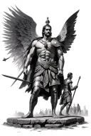 römischer kaiser colosseum surrounded by gladiators tattoo design idea