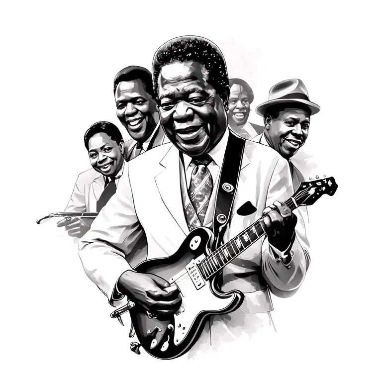B.B. King and friends blues musicians collage  tattoo design idea