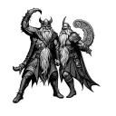 Odin and Thor viking with beard tattoo design idea