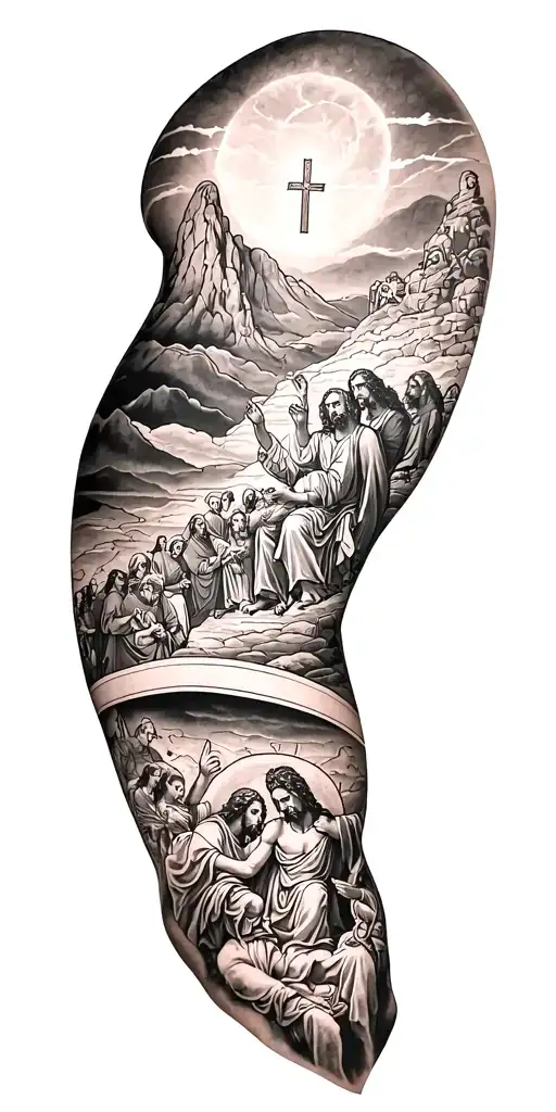 Christian sleeve depicting stories from the old testament  tattoo design idea