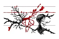wabi sabi and red string mended tattoo design idea