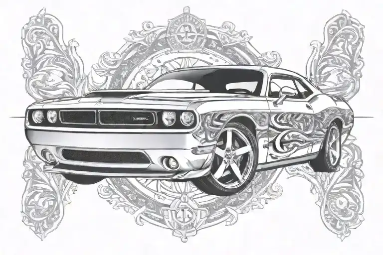 dodge challenger shaker tattoo design idea