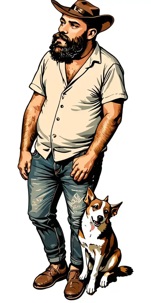 Man and dog Old School Tattoo tattoo design idea