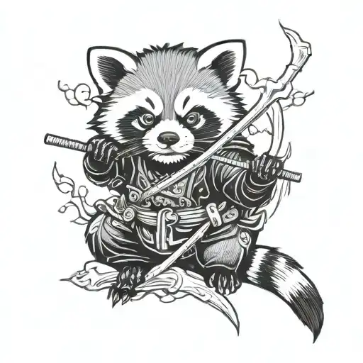 samurai red panda tattoo design idea