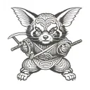 samurai red panda tattoo design idea