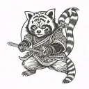 samurai red panda tattoo design idea
