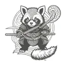 samurai red panda tattoo design idea
