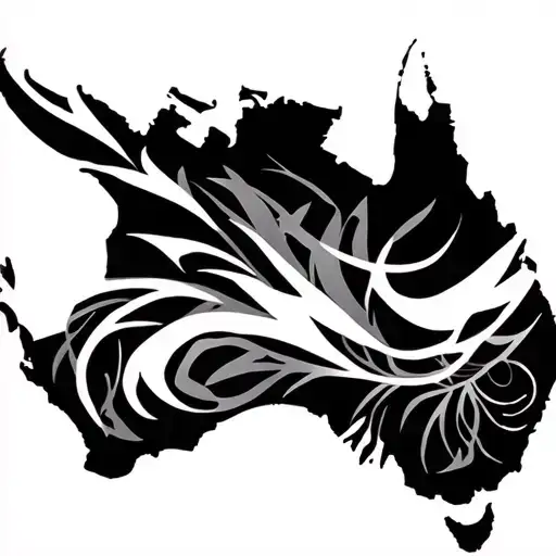 tribal Australia map tattoo tattoo design idea