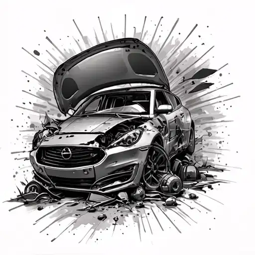 Car Crash tattoo design idea