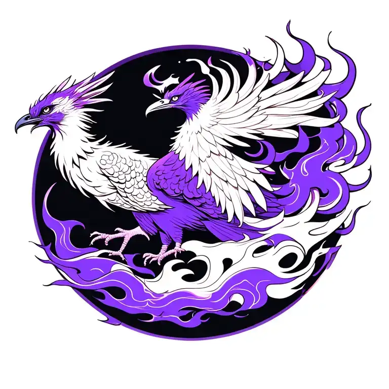 phoenix flames purple tattoo design idea