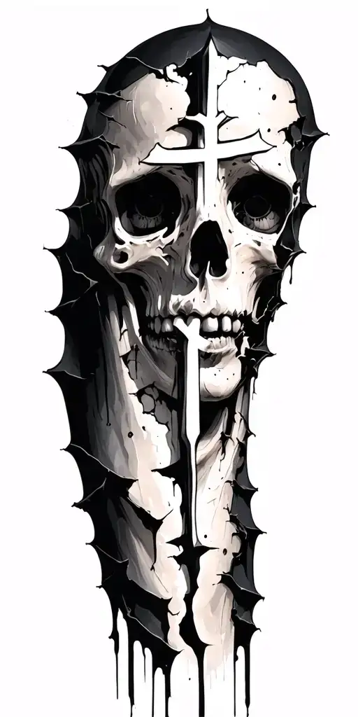 crosses ripped skin tattoo design idea