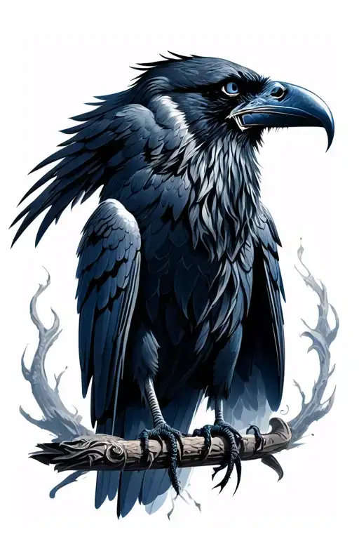 Norse raven angry mystical tattoo design idea