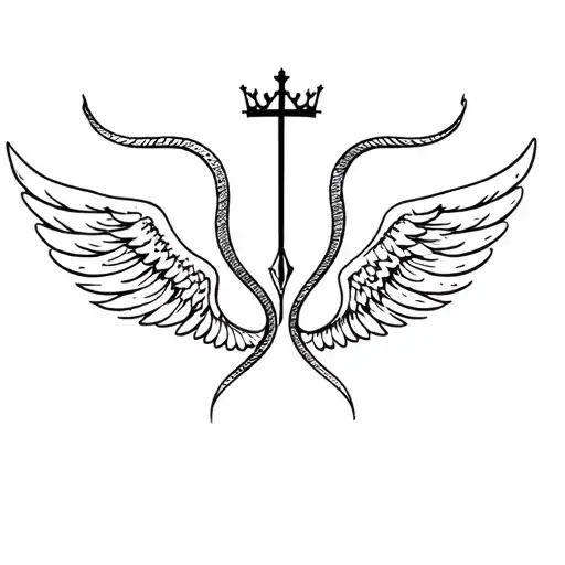 snake and Cross angel wings crown tattoo design idea