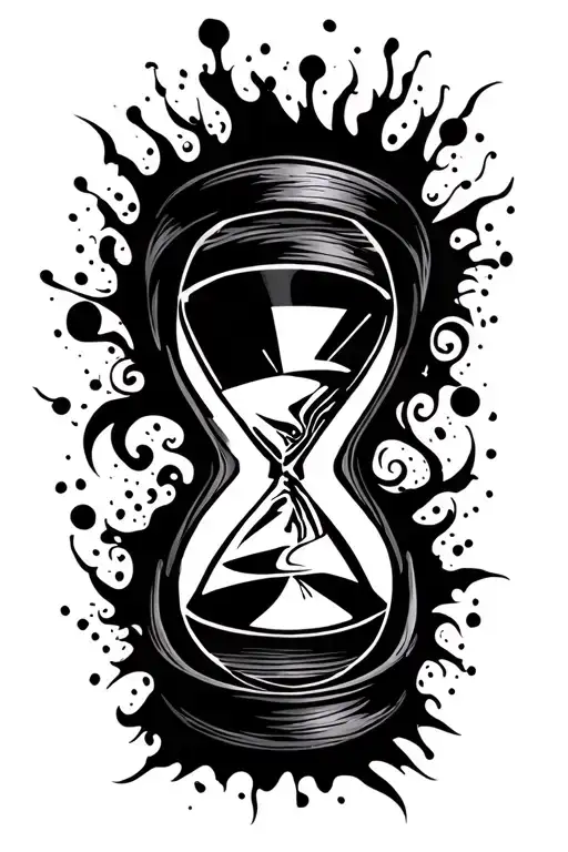 exploding hour glass tattoo design idea