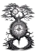 Tree of life compass and clock and familia; tattoo design idea