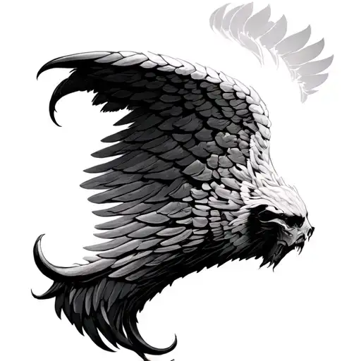 I want one in the shape of a wing that shows my bones and muscles exposed tattoo design idea