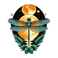 sun moon dragonfly tattoo design idea