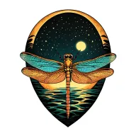 sun moon dragonfly tattoo design idea