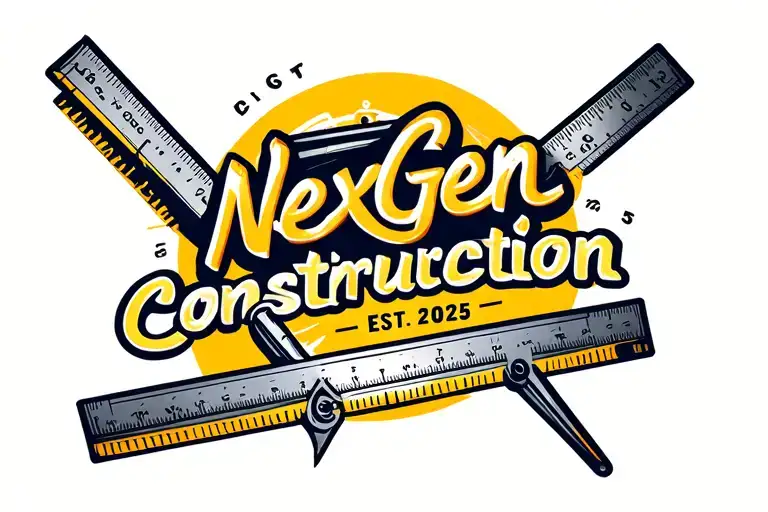 "NexGen Construction EST. 2025" Combine the NexGen Construction EST. 2025 logo with a compass and ruler, symbolizing precision and innovation in construction tattoo design idea
