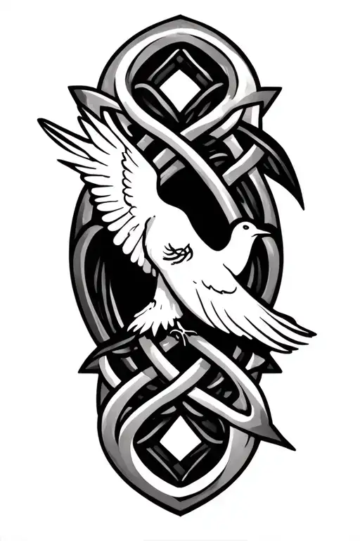 celtic trinity knot and a dove tattoo design idea