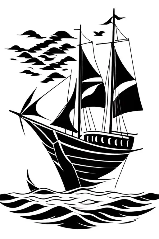 boat sailing tattoo design idea