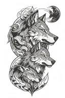 wolf in front of a warrior tattoo design idea