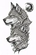 wolf in front of a warrior tattoo design idea