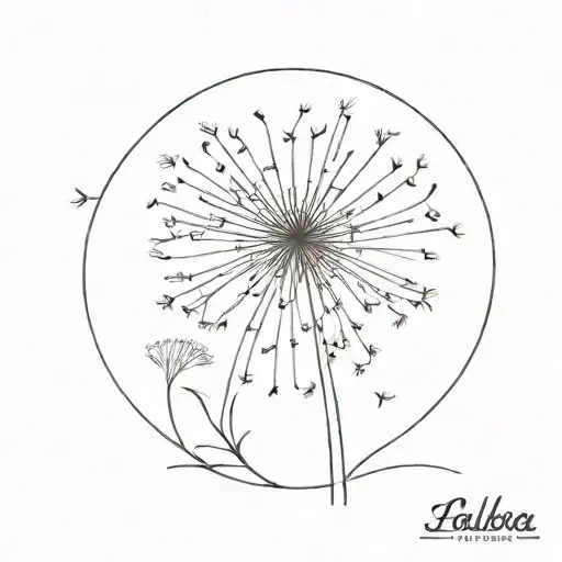 dandelion with the name lola  tattoo design idea