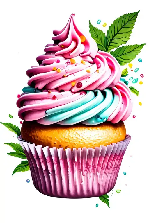 cupcakes frosting sleeve featuring a collage tattoo design idea