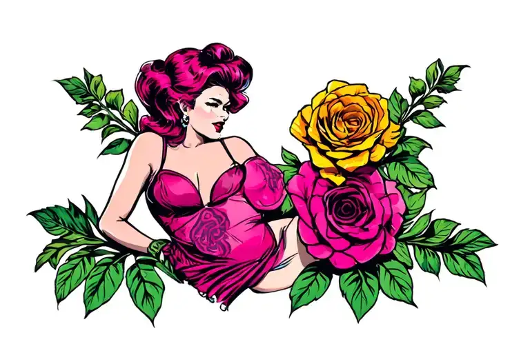 tramp stamp sissy bimbo pinup tattoo design idea