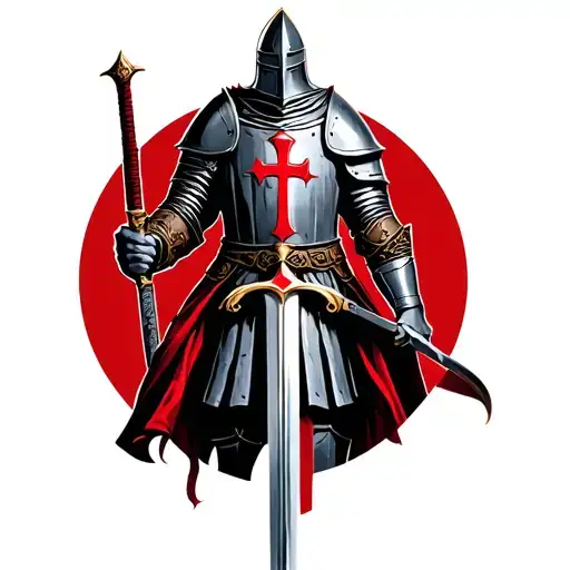 Knights Templar knight with a sword tattoo design idea