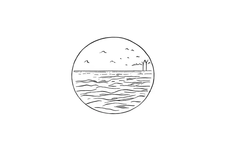 tattoo on the coast style beach straight tattoo design idea