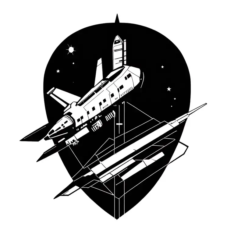 space shuttle outline tattoo design idea