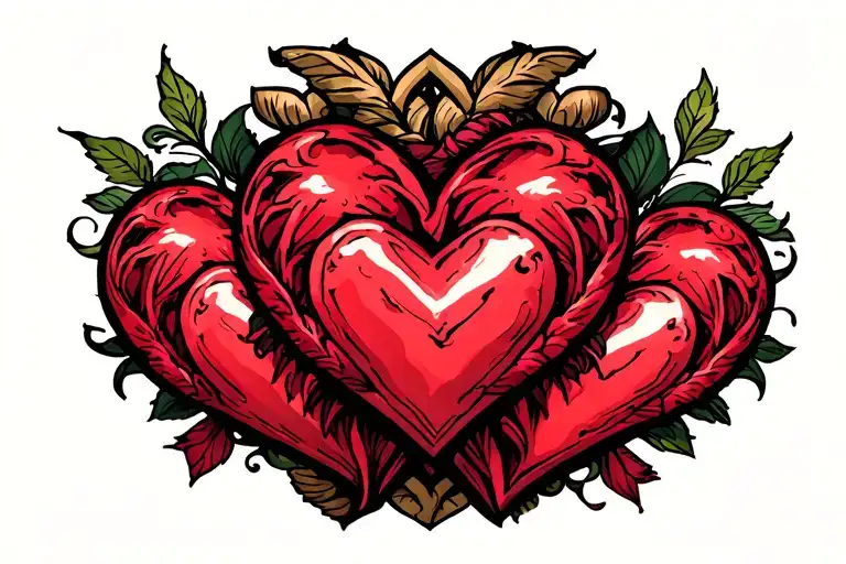 3 linked hearts tattoo design idea