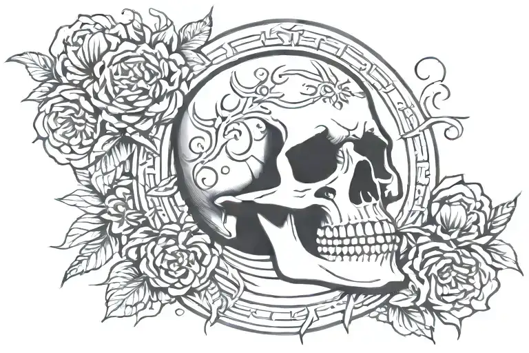 tarot card skull of death tattoo design idea