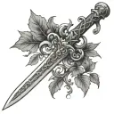 sword with ivy vines tattoo design idea